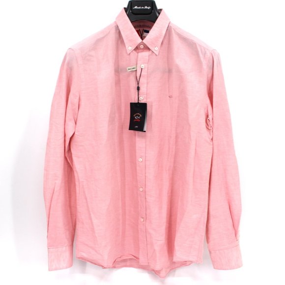 Paul & Shark Other - Paul & Shark J Fit Pink Linen Cotton Button Down Long Sleeve Shirt L 16.5  NEW